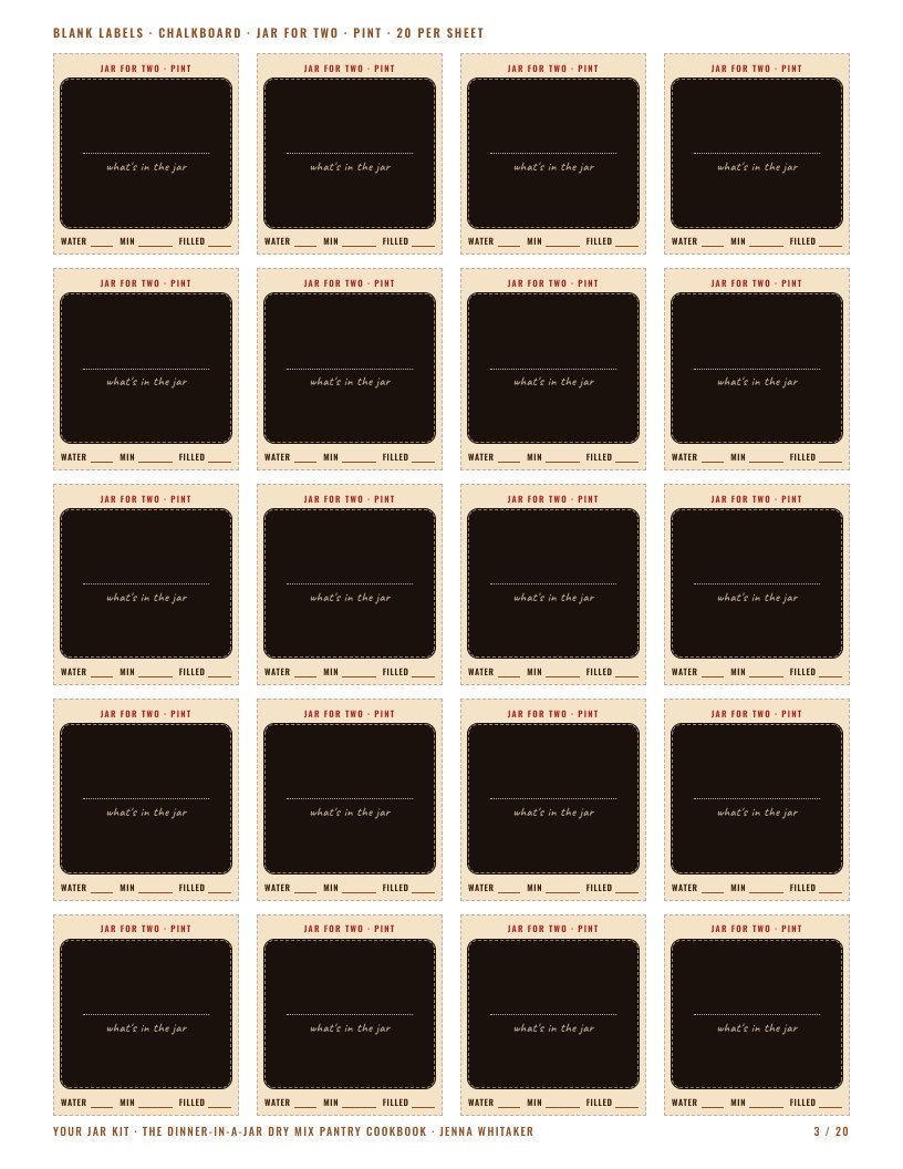 A sheet of blank chalkboard jar labels