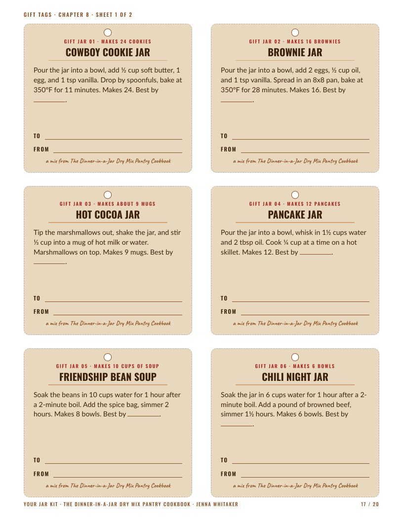 A sheet of kraft gift tags